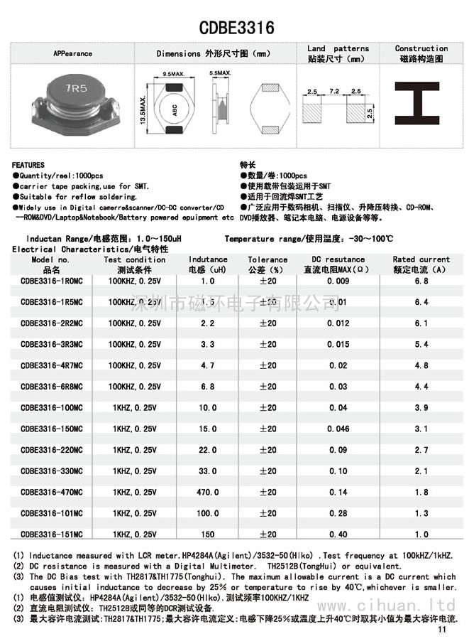 CDB3316貼片功率電感 