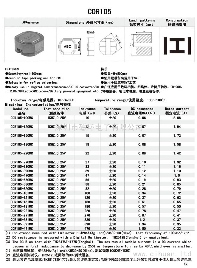 CDR105貼片功率電感 