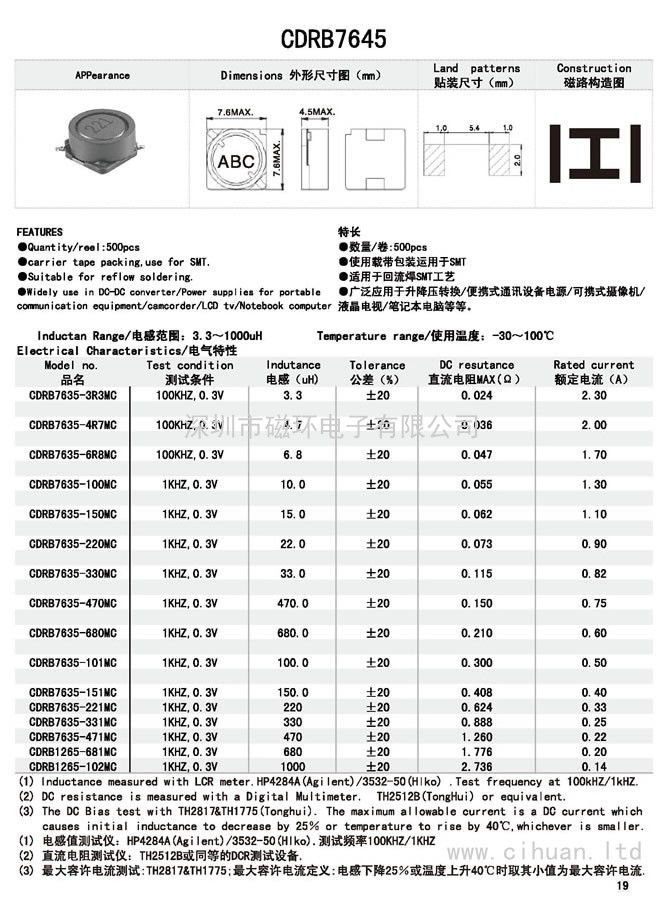 CDRB7645貼片功率電感 