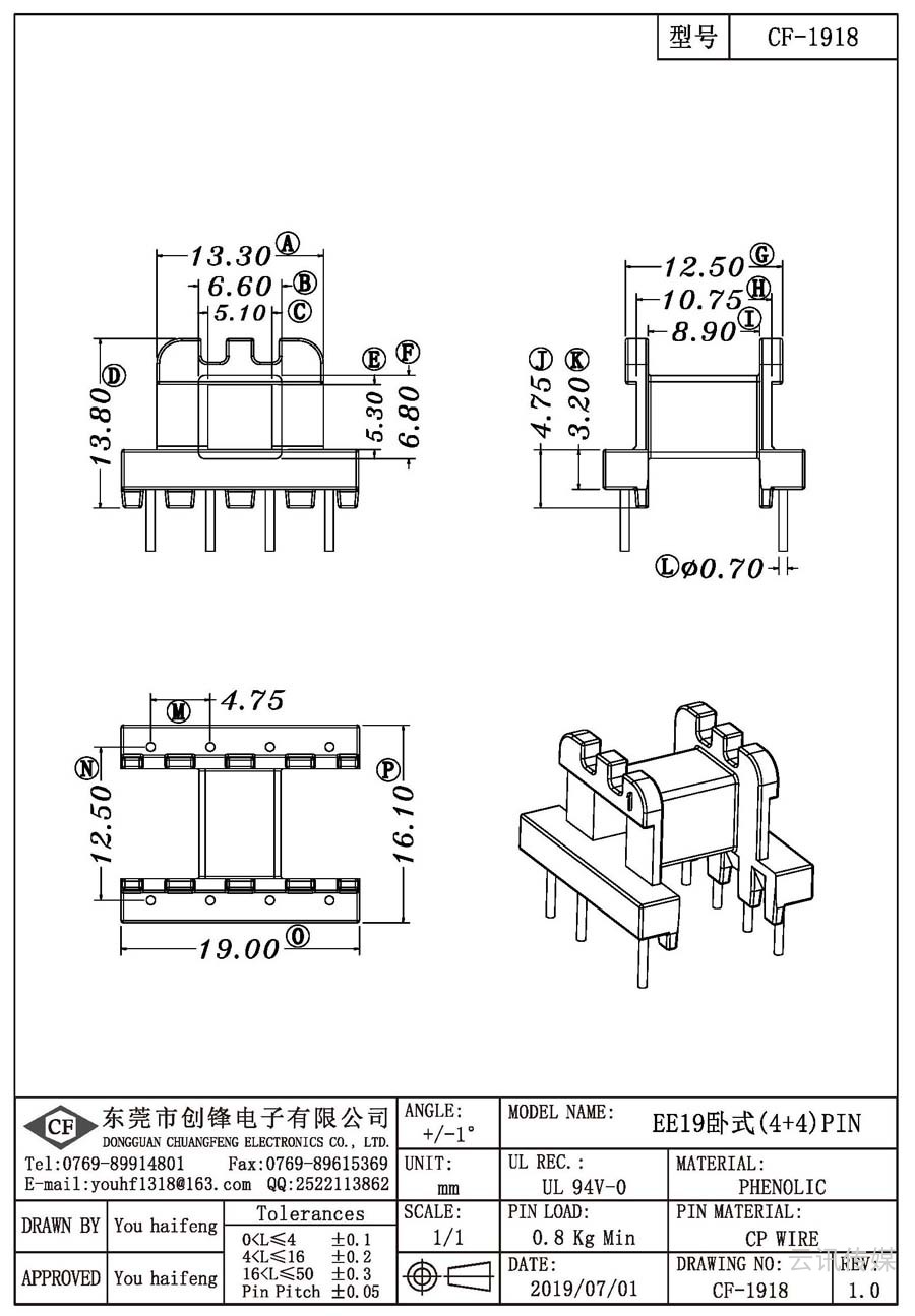 CF-1918/EE19臥式(4+4)PIN