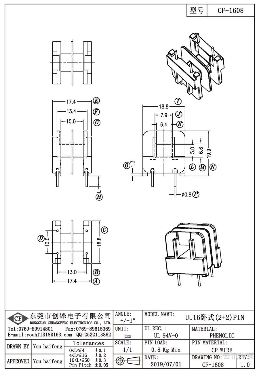 CF-1608/UU16臥式(2+2)PIN