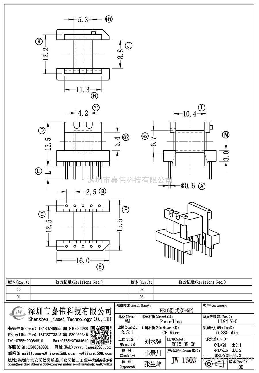 JW-1603/EE16臥式(5+5P)